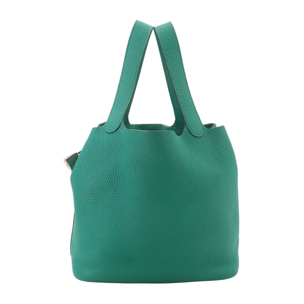 Hermes Picotin Lock 22 Hand Bag Taurillon Clemence Vert Veron Silver