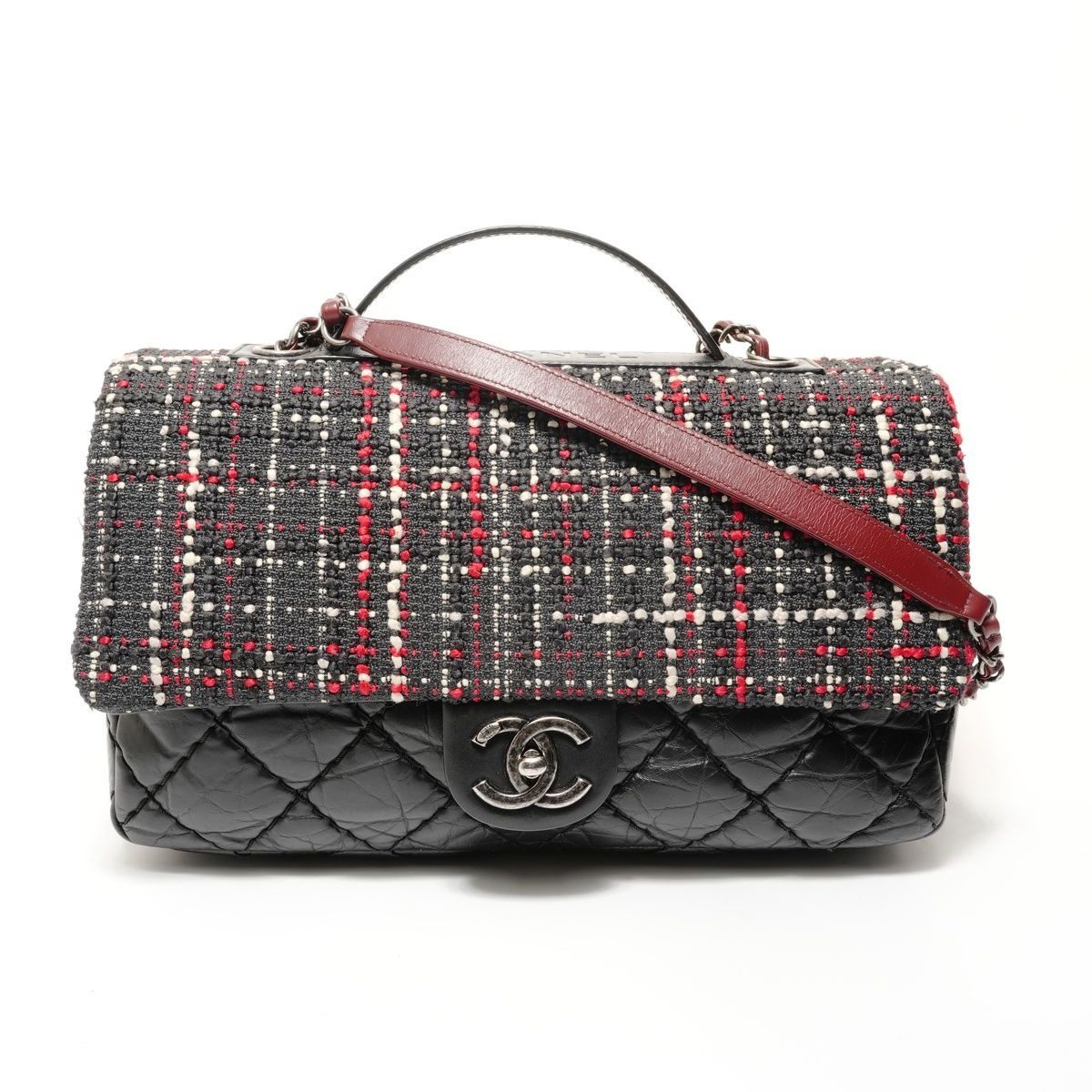 Chanel Shoulder Bag Quilted Tweed 2-Way