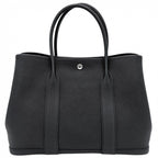 Hermes Handbag Garden Party PM Tote Leather Black Silver Ha