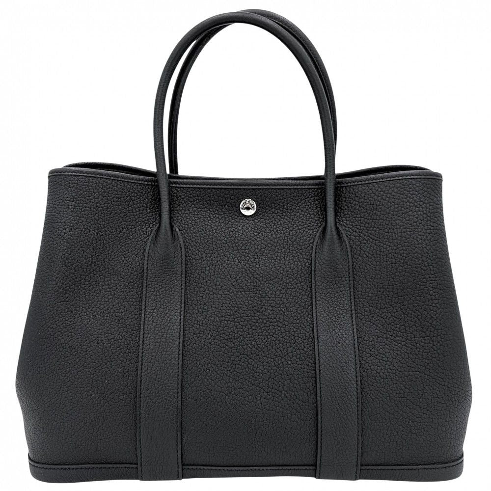Hermes Handbag Garden Party PM Tote Leather Black Silver Ha