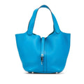 Hermes Picotin Lock MM Blue With Silver Hardware Taurillon Clemence