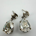 Chanel CC Logo Rhinestone Earrings Silver Vintage — view 3