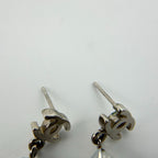 Chanel CC Logo Rhinestone Earrings Silver Vintage — view 4