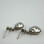 Chanel CC Logo Rhinestone Earrings Silver Vintage — view 5