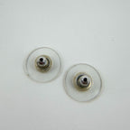 Chanel CC Logo Rhinestone Earrings Silver Vintage — view 9