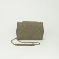 Chanel Quilted Shoulder Bag Lambskin Khaki Green Gold Chain Bag CC Logo Single