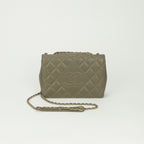 Chanel Quilted Shoulder Bag Lambskin Khaki Green Gold Chain Bag CC Logo Single