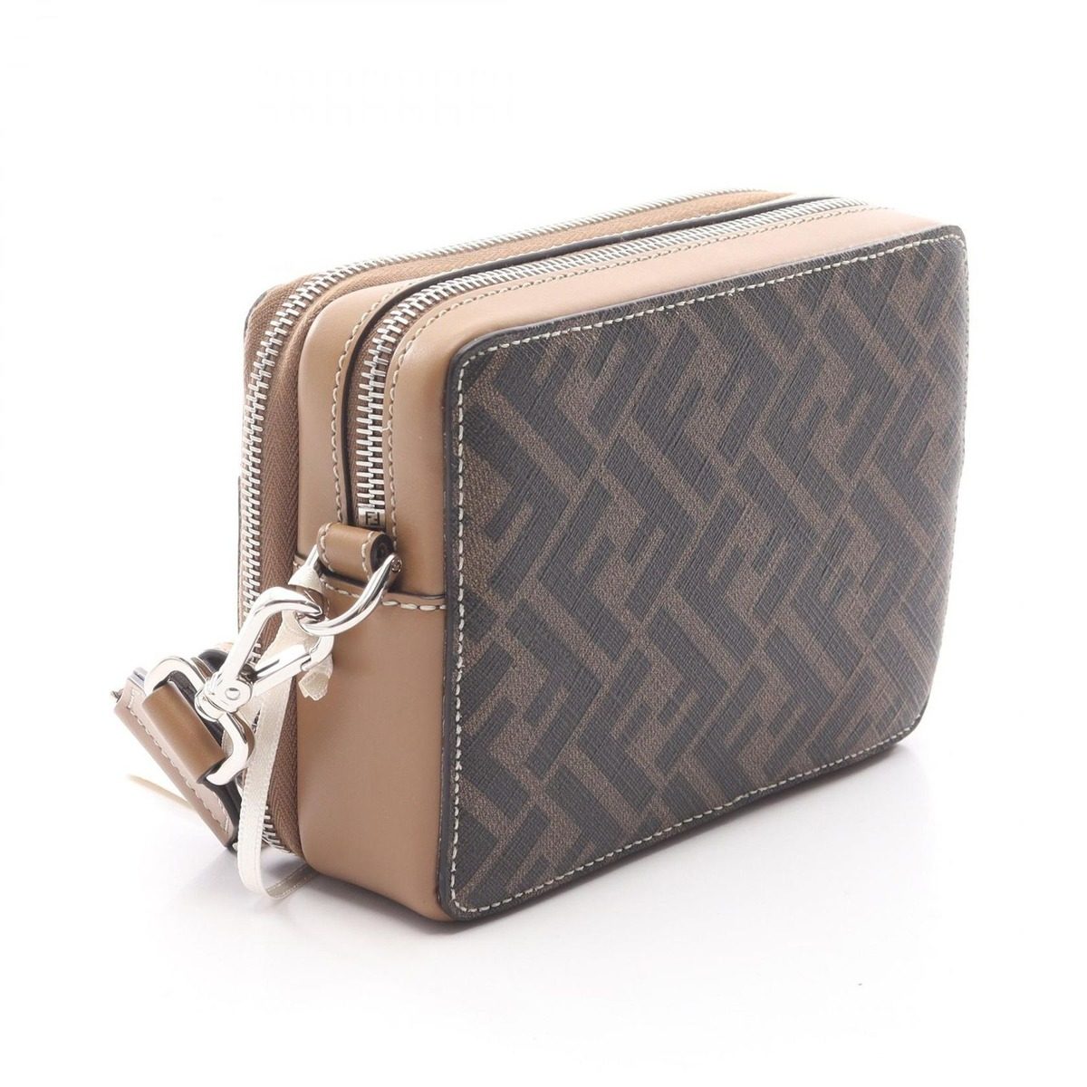 Fendi Shoulder Bag Square FF Camera Case Organizer Brown Canvas Leather — view 2