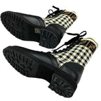 Fendi Rococo Boots Short Shoes Zucca Check Lace Up Leather Fabric Black — view 6