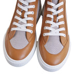 Hermes Enjoy Sneakers Leather Canvas Beige Brown — view 3