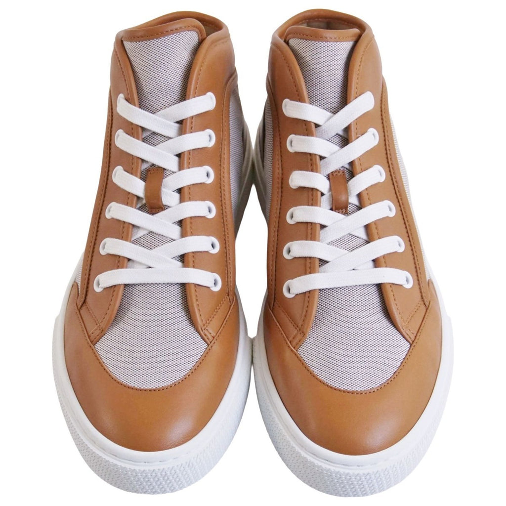 Hermes Enjoy Sneakers Leather Canvas Beige Brown — view 4