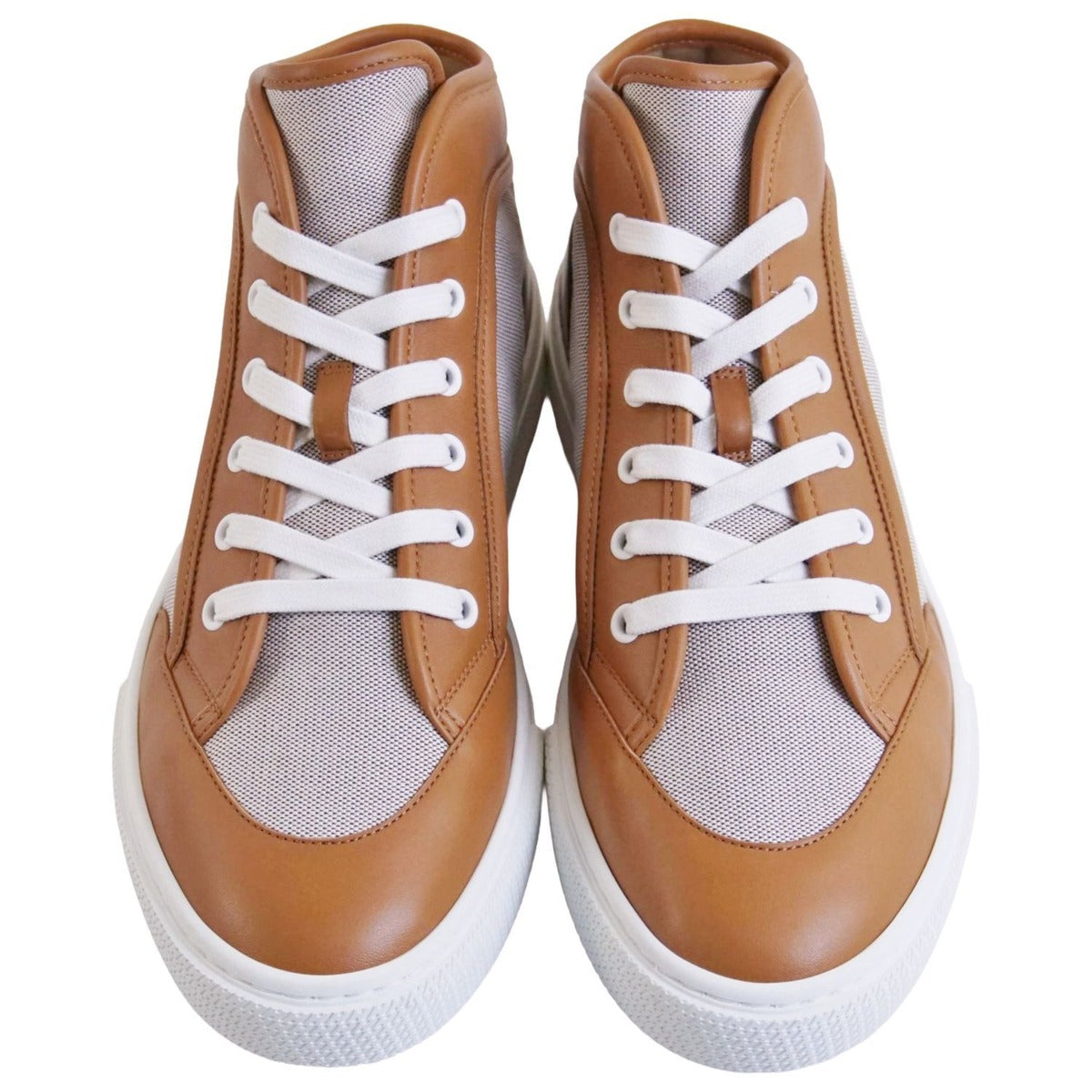 Hermes Enjoy Sneakers Leather Canvas Beige Brown — view 4