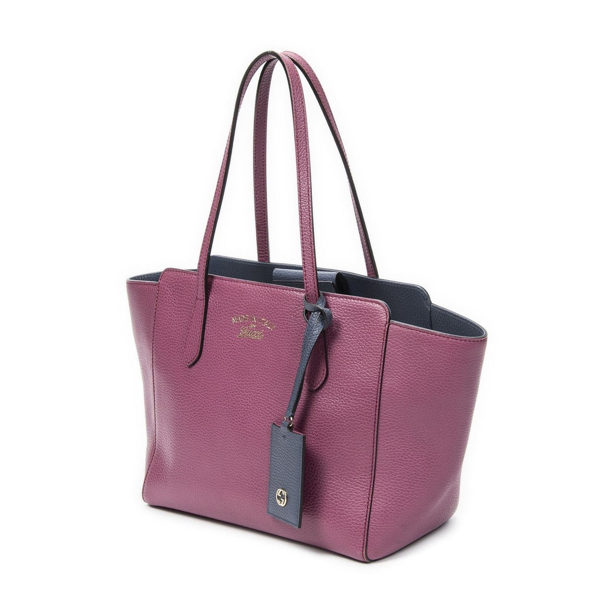 Gucci Small Bicolor Swing Tote Purple Grain Calfskin Leather Tot" — view 2