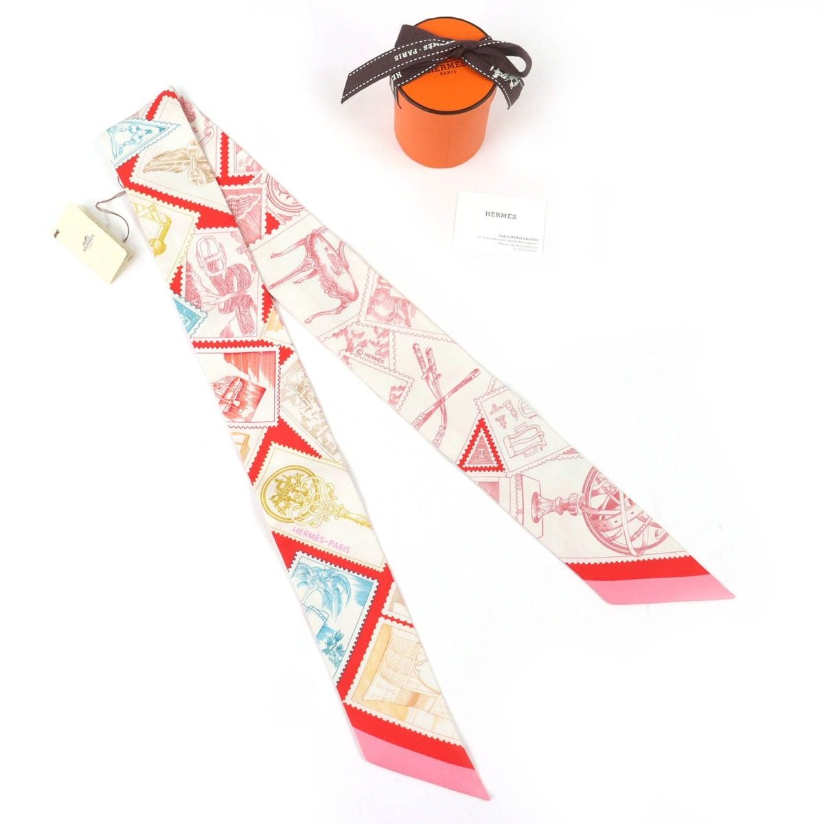 Hermes Twilly Faubourg Lover Silk Rose Rouge Multicolor Scarf Recommended — view 2