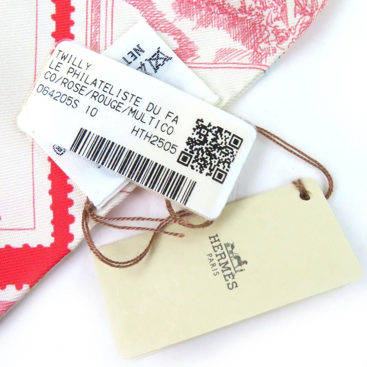 Hermes Twilly Faubourg Lover Silk Rose Rouge Multicolor Scarf Recommended — view 6
