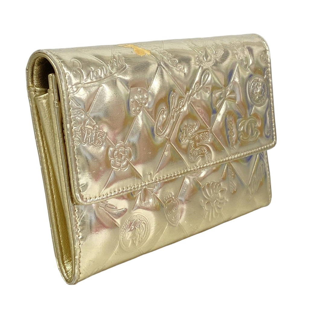 Chanel Wallet Icon Patent Leather Champagne Gold — view 2