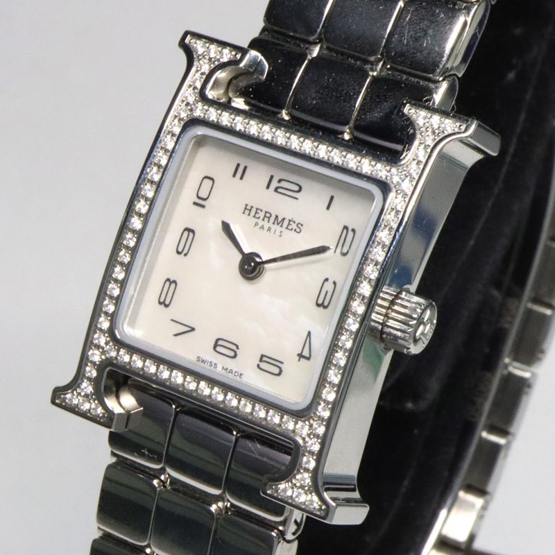 Hermes H Watch Mini 21 mm SS Ashie Bracelet White — view 2
