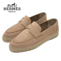 Hermes Trip Loafers Flat Shoes Espadrilles Rope Sole Suede Beige