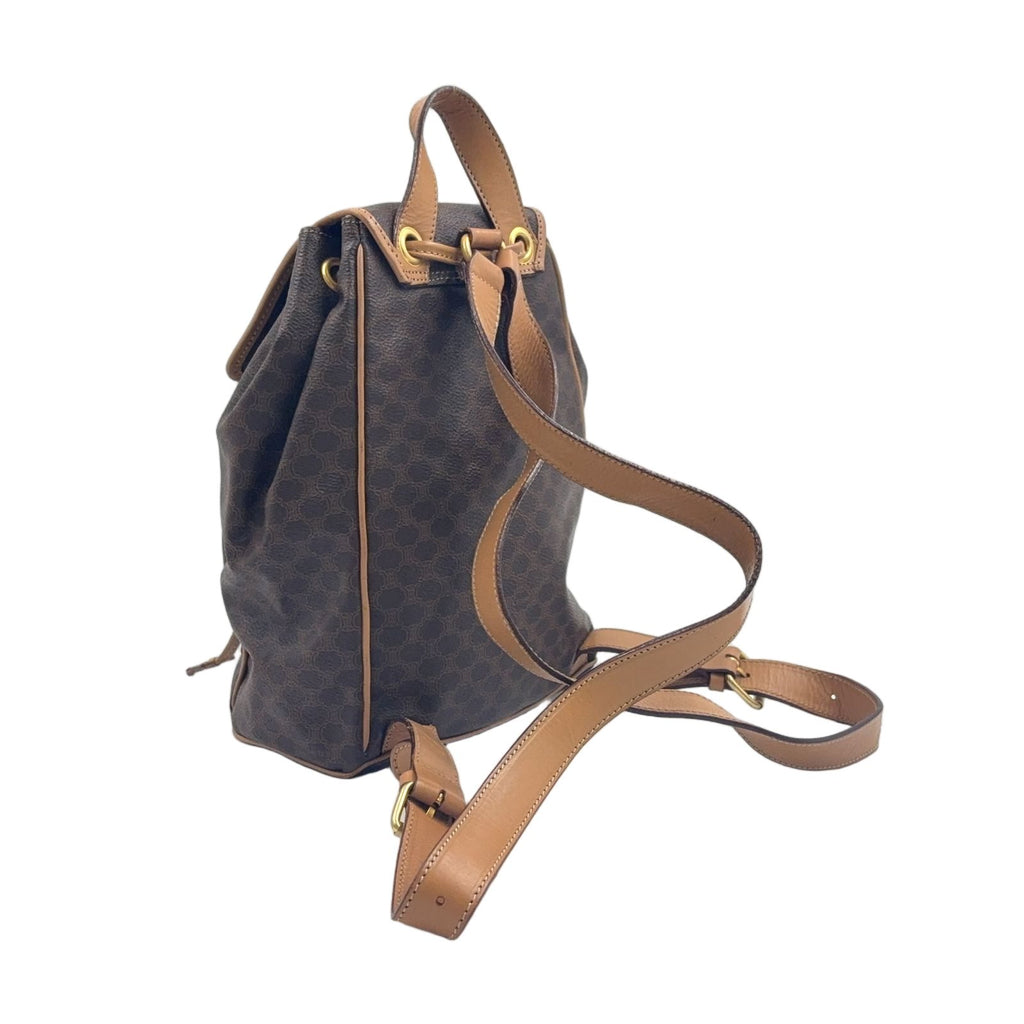 Celine Macadam Pattern Brown Backpack Gold — view 2