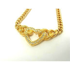Christian Dior Necklace Rhinestone Heart Gold Metal — view 2