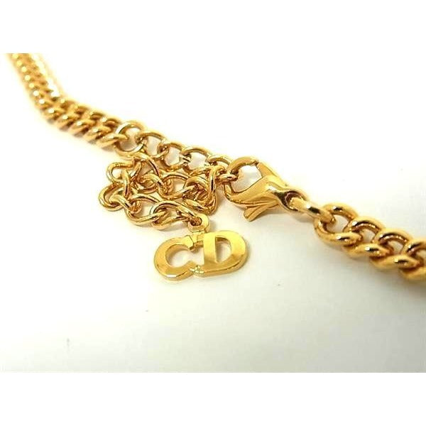 Christian Dior Necklace Rhinestone Heart Gold Metal — view 3