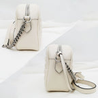 Gucci GG Marmont Shoulder Bag Beige Black Quilted Canvas — view 4