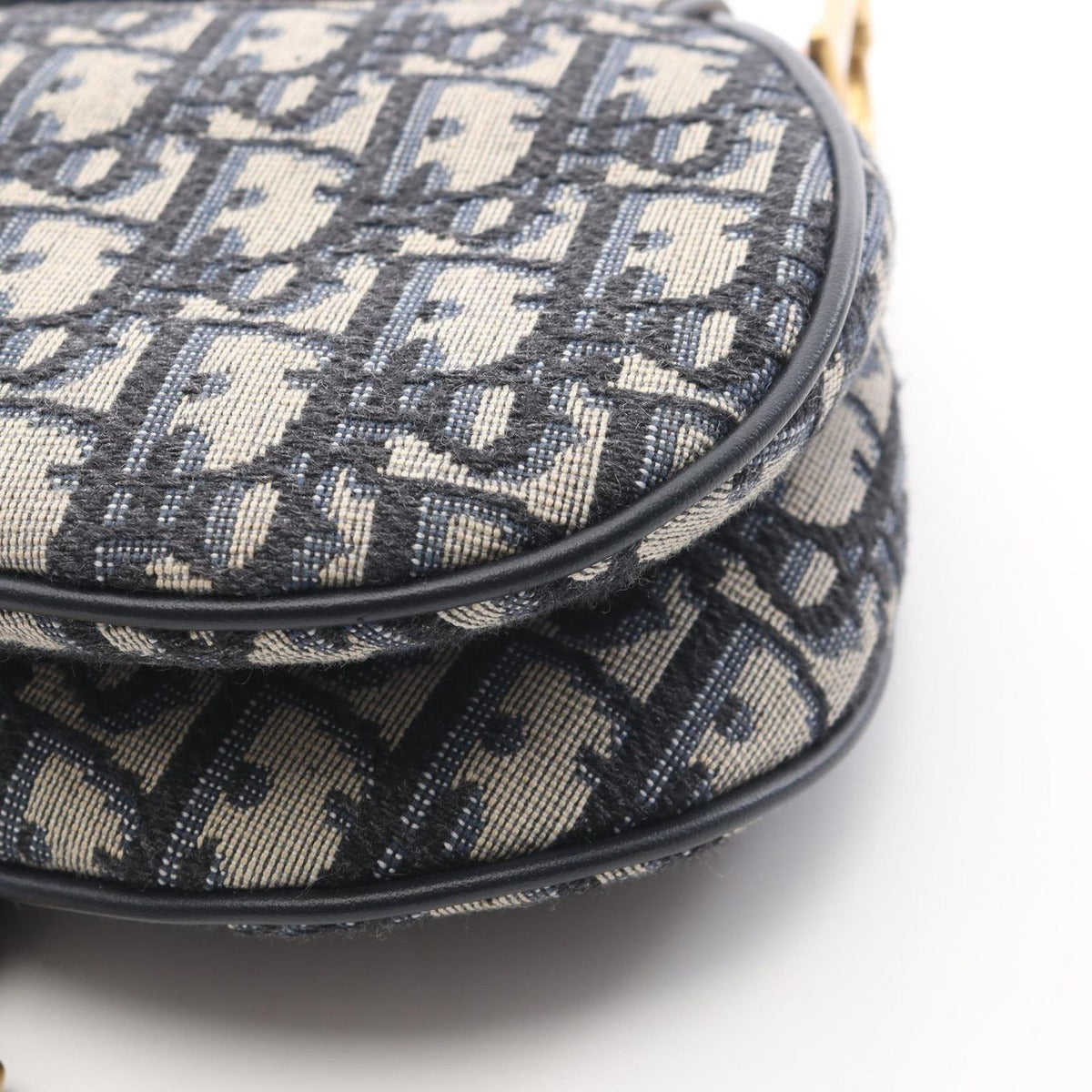Dior Handbag Saddle Oblique Navy Canvas Leather Bag Mini — view 6