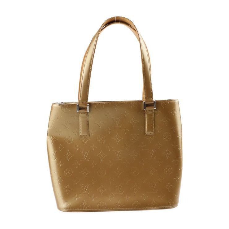 Louis Vuitton Stockton Handbag Leather Ambre Goldish Silver Hardware