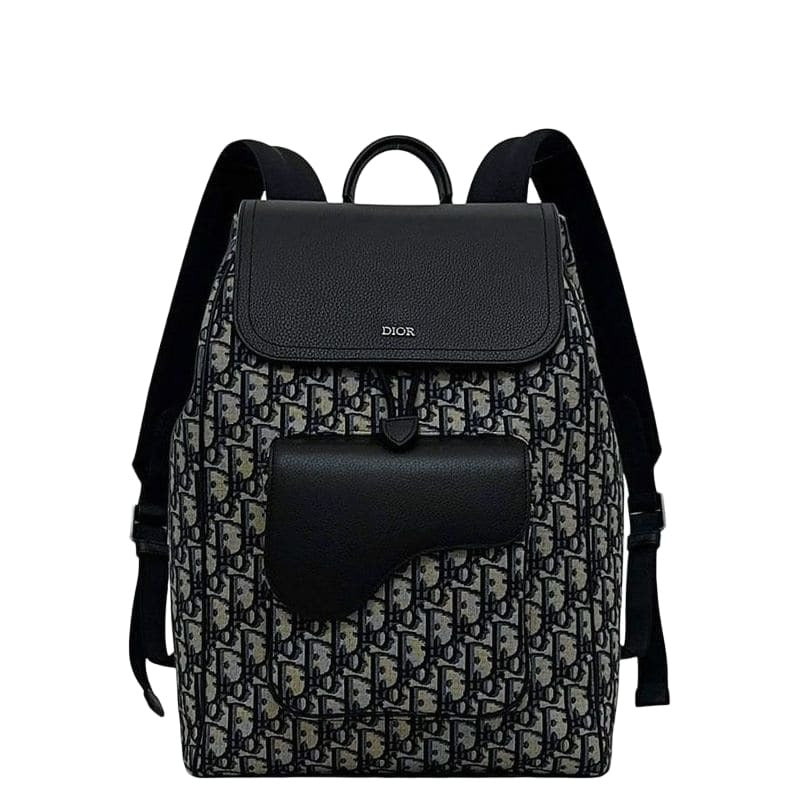 Christian Dior Backpack Saddle Black Beige Navy