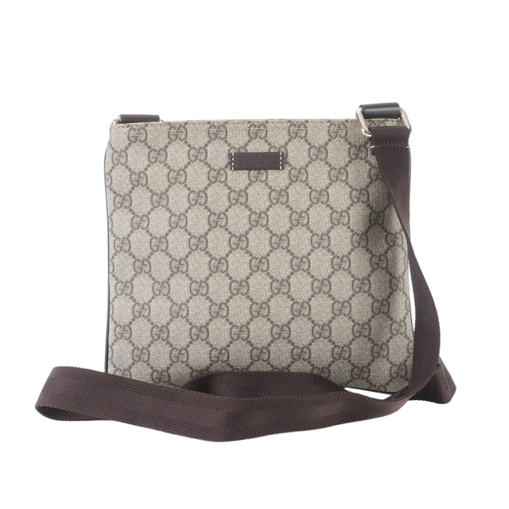 Gucci GG Supreme Leather Shoulder Bag Crossbody Messenger Business Brown