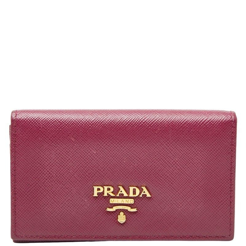Prada Coin Case Pass Purple Saffiano Leather