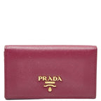 Prada Coin Case Pass Purple Saffiano Leather