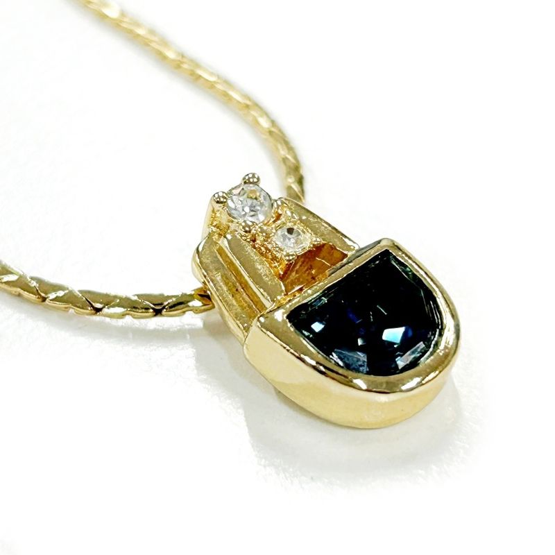 Christian Dior GP Rhinestone Colored Stone Necklace Gold Blue — view 5