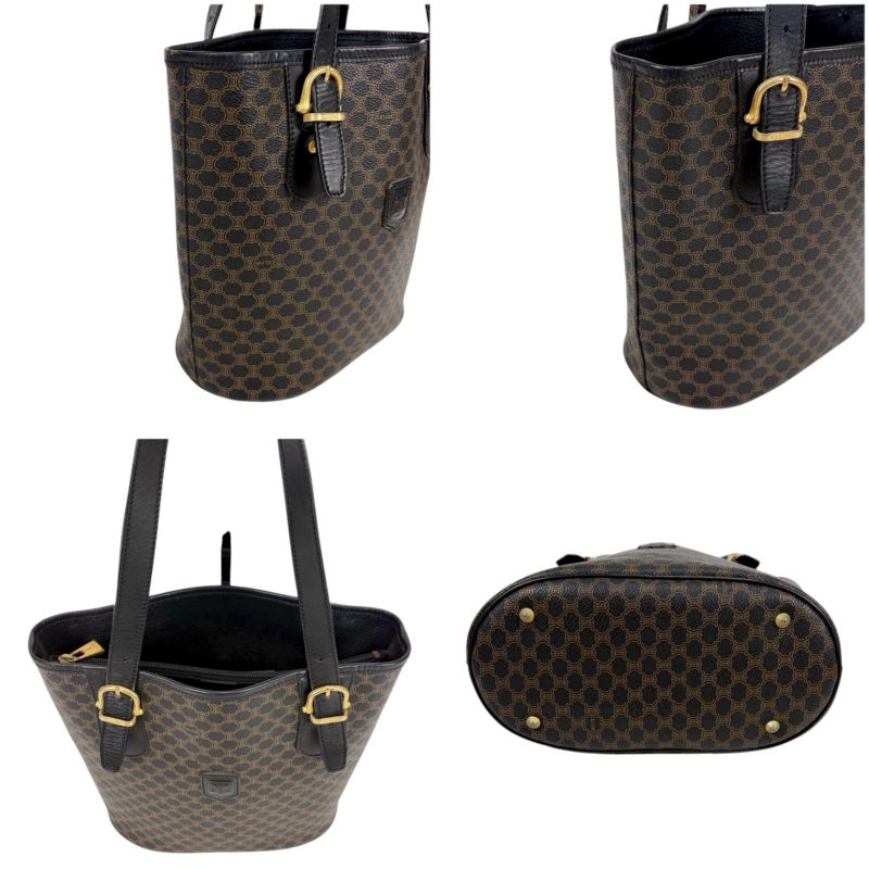 Celine Bucket Shape Tote Bag Black Macadam Pattern Leather — view 3