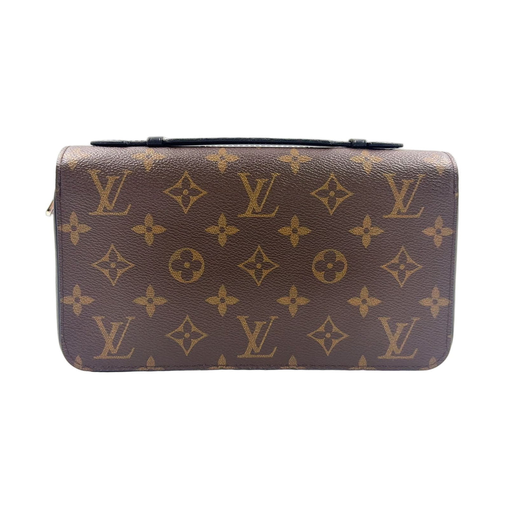 Louis Vuitton Zippy XL Monogram Macassar Leather Brown Black Zip Around Wallet