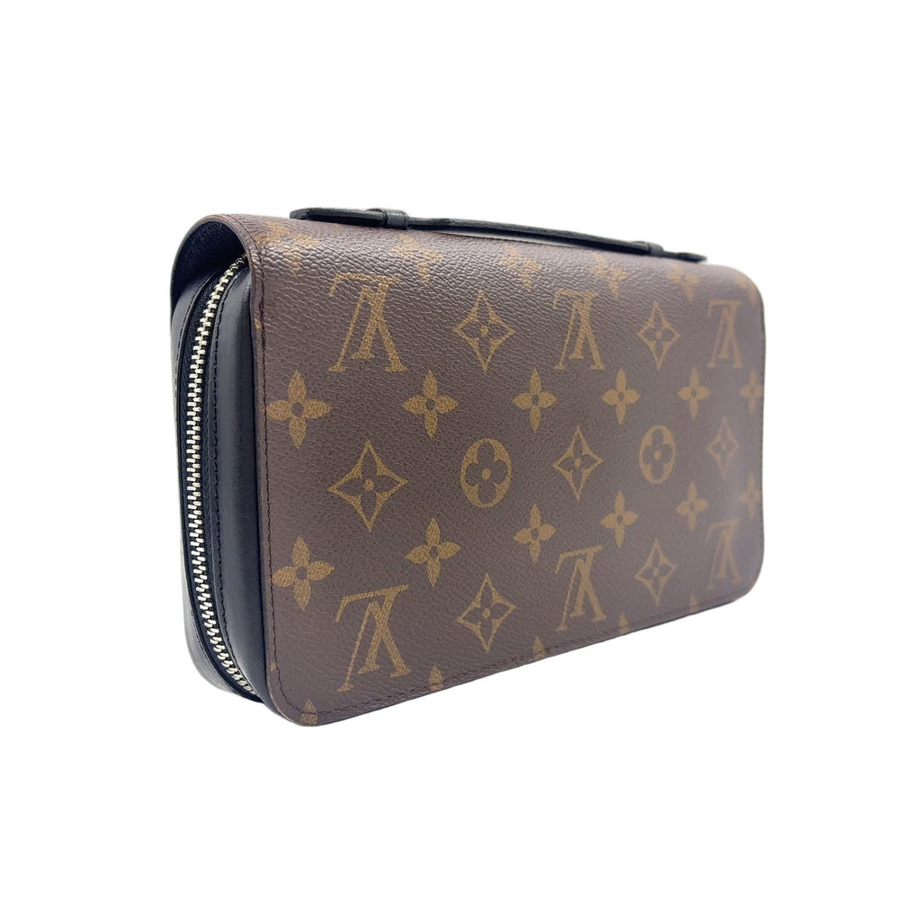 Louis Vuitton Zippy XL Monogram Macassar Leather Brown Black Zip Around Wallet — view 2