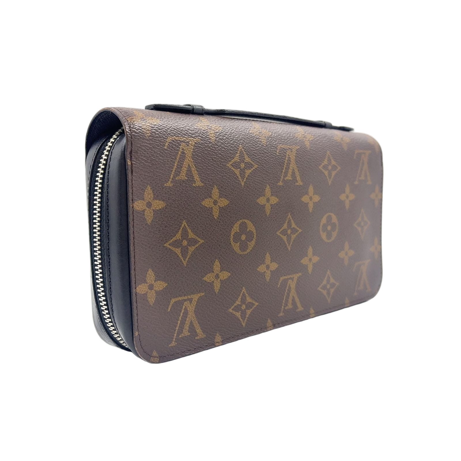 Louis Vuitton Zippy XL Monogram Macassar Leather Brown Black Zip Around Wallet — view 2