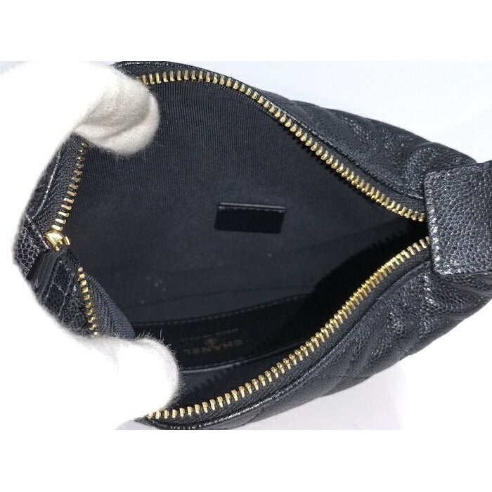 Chanel Handbag Caviar Leather Quilted Gold Hardware Black Ap3467 — view 8