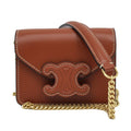 Celine Triomphe Card Holder With Chain 10 J743 dpv.04 lu Tan Brown