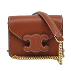 Celine Triomphe Card Holder With Chain 10 J743 dpv.04 lu Tan Brown — view 2