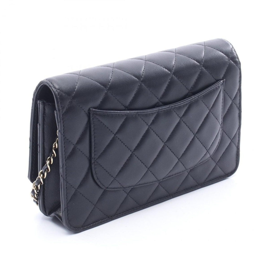 Chanel Shoulder Bag Quilted Black Lambskin Icon Charm Chain Wallet — view 2