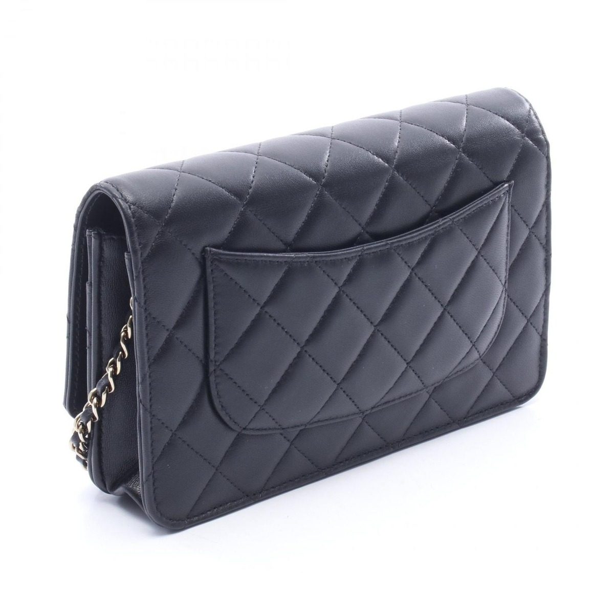 Chanel Shoulder Bag Quilted Black Lambskin Icon Charm Chain Wallet — view 2