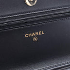Chanel Shoulder Bag Quilted Black Lambskin Icon Charm Chain Wallet — view 4