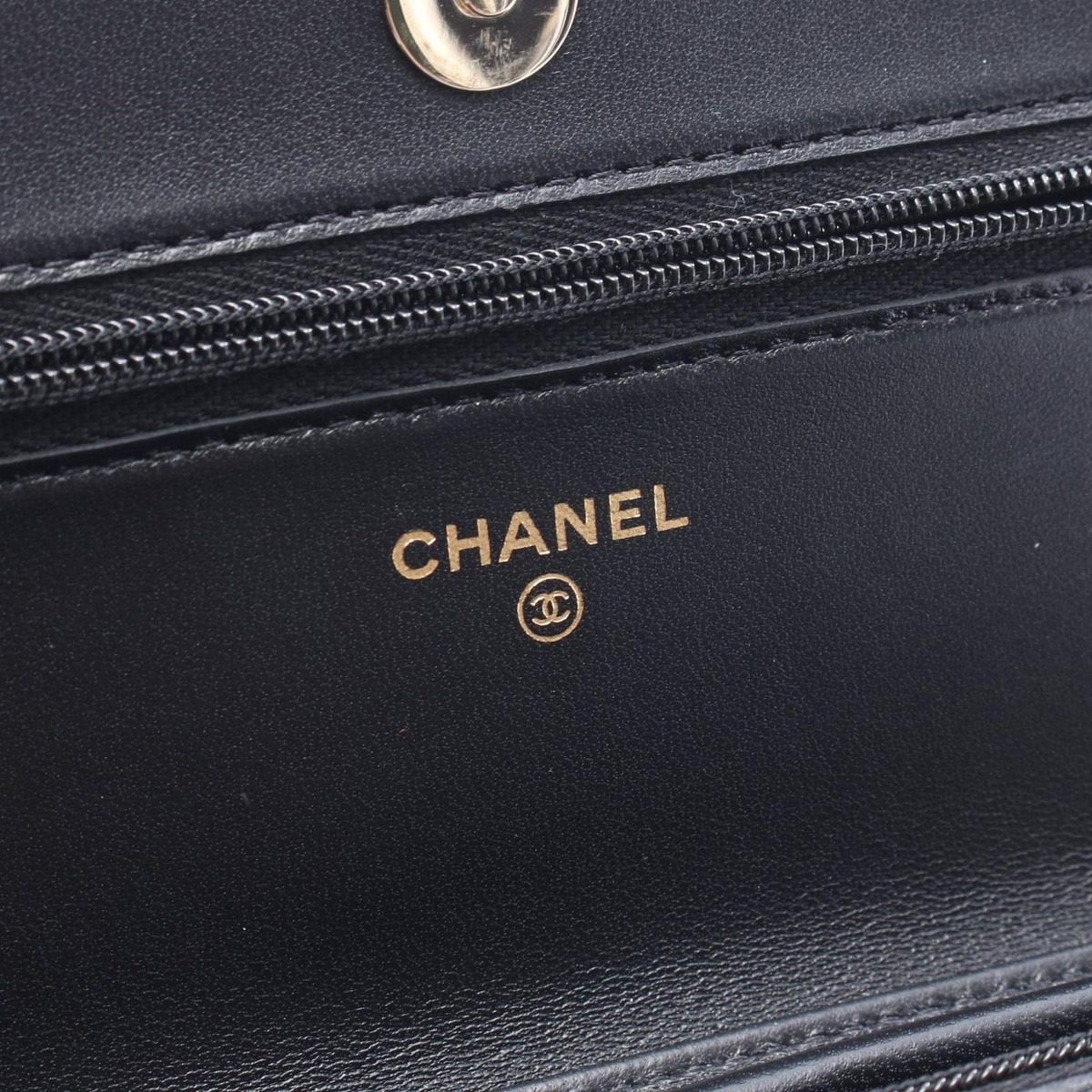 Chanel Shoulder Bag Quilted Black Lambskin Icon Charm Chain Wallet — view 4