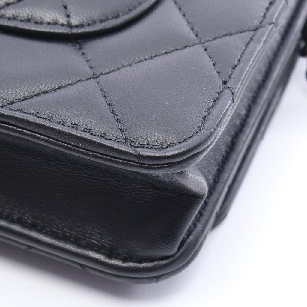 Chanel Shoulder Bag Quilted Black Lambskin Icon Charm Chain Wallet — view 6