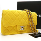 Chanel Quilted 20 Chain Shoulder No 19 Cotton Yellow Mini — view 2