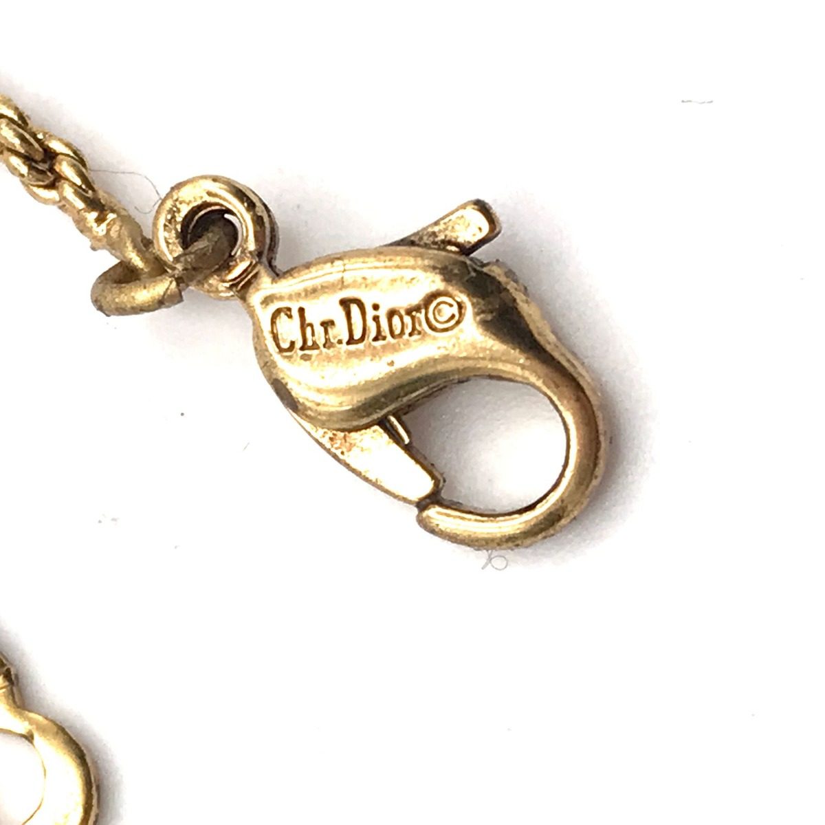 Dior Ribbon Hat Motif Vintage Necklace Gold — view 4