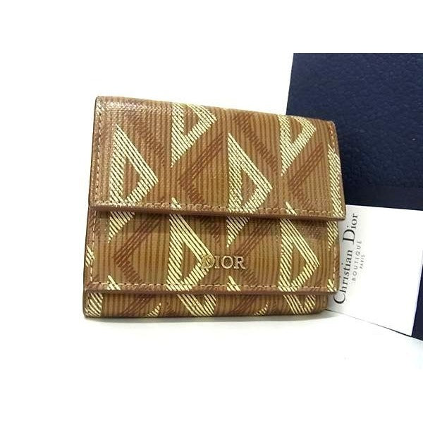 Dior CD Diamond Trifold Wallet Coin Purse Billfold Card Holder
