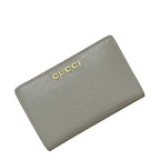 Gucci Bifold Wallet Gray L-shaped Zipper Leather One Point Logo Simple
