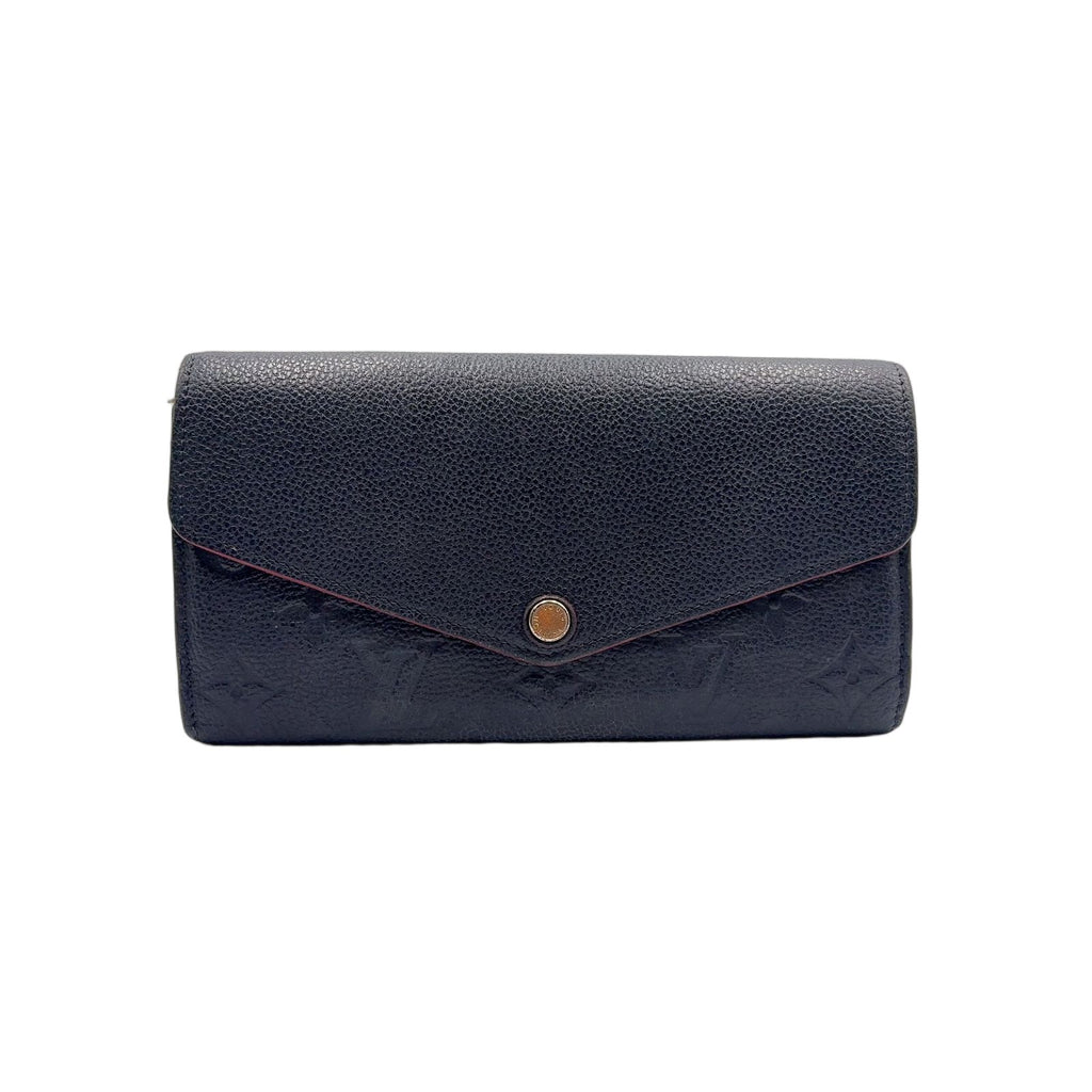 Louis Vuitton Portefeuille Sarah Monogram Empreinte Leather Navy Wallet Gold
